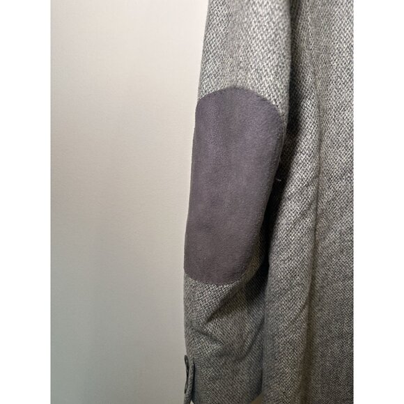 Stafford Gray Tweed Oversized Blazer Size 42 L– 70% Wool Elbow Patch Jacket Quie - Picture 7 of 13